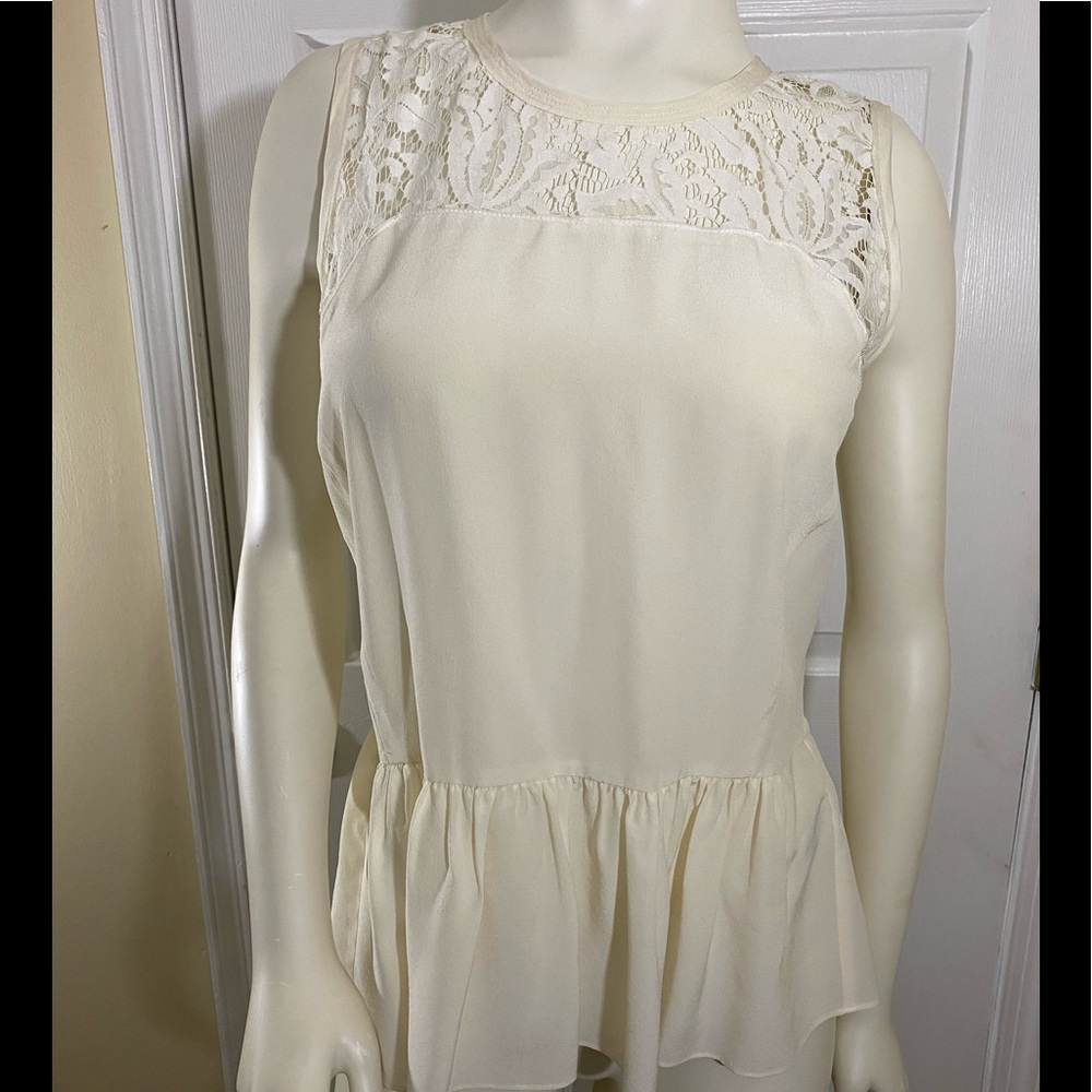 Rebecca Taylor Sleeveless Peplum Silk Blouse